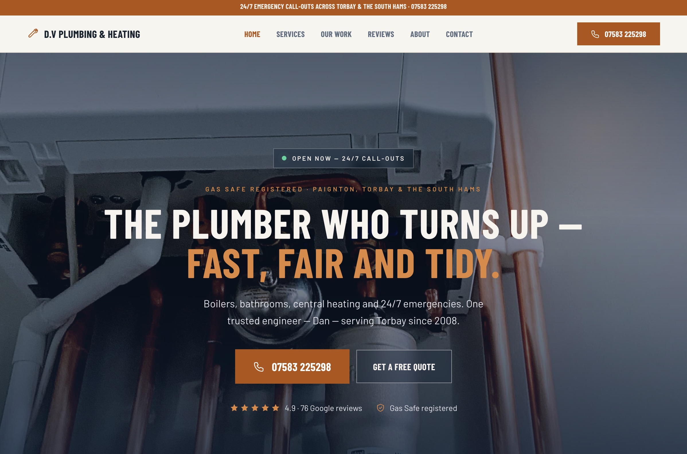 D.V Plumbing & Heating — live site